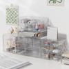 Plastic Storage Box Bathroom Organizer Stackable Dustproof Storage Box With Pull-out Drawers 1 Tiers 6 Compartments For Jewelry