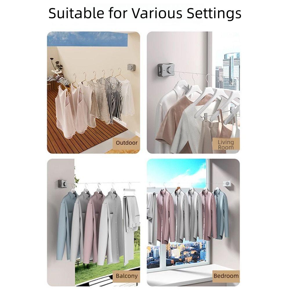 Wall Mounted Clothes Line Dryer Retractable Laundry Drying Hanger Bathroom Storage
