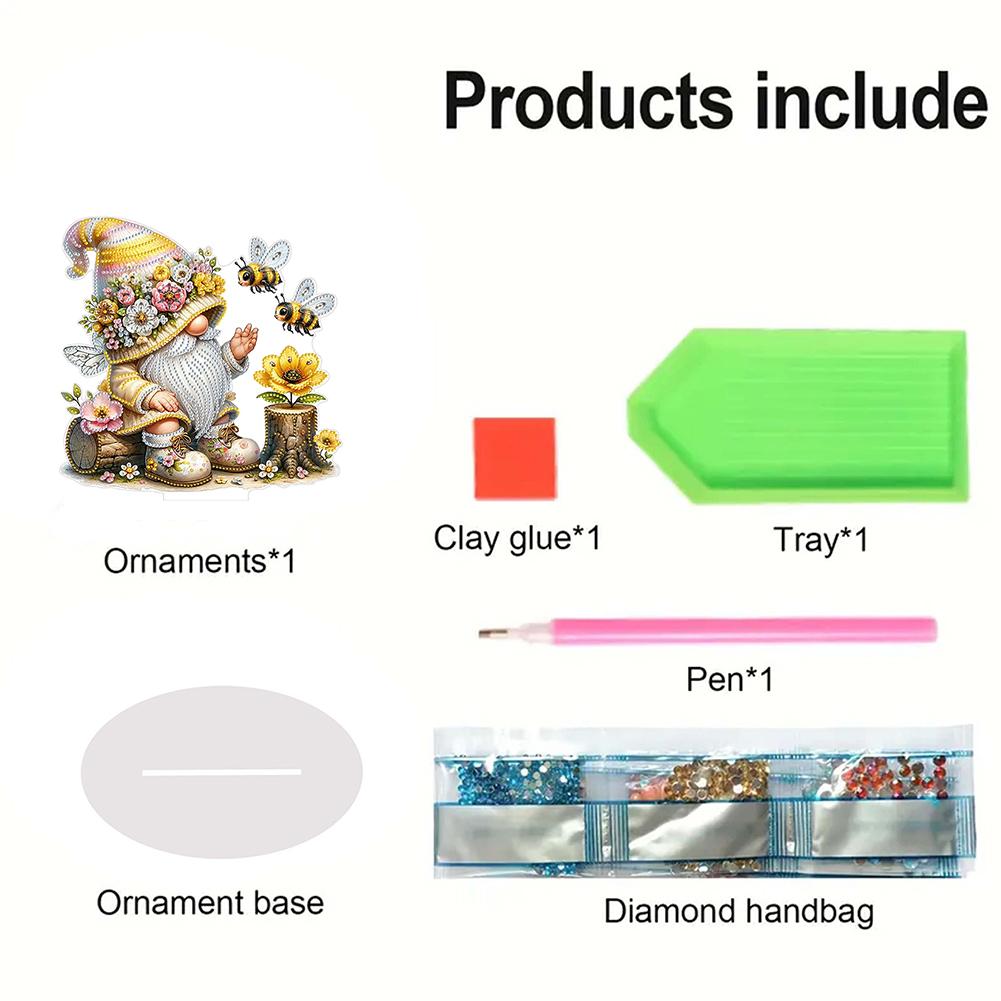 Gnome Double Sided Effect Desktop Diamond Art Kits 5D DIY Diamond Art Tabletop Decorations Diamond Painting Desktop Decorations