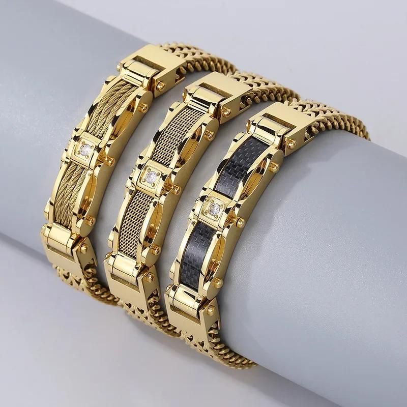 New Trendy High Quality 19/21/23cm Stainless Steel Bracelet for Men