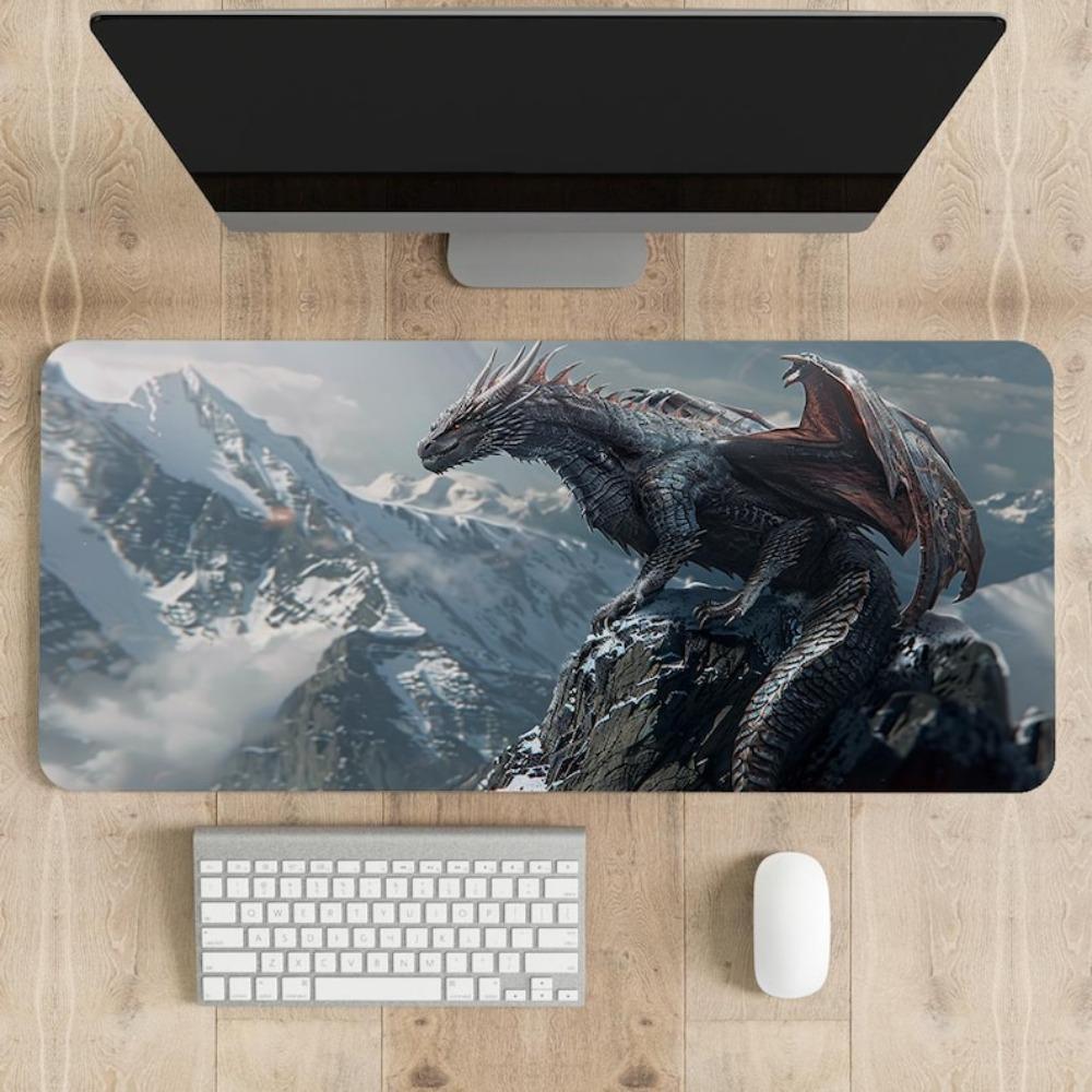 Mountain Guardian Dragon Desk Mat Mythical Fantasy Mouse Pad Large Desk Pad Alfombrillas Para Escritorio Tapis De Souris