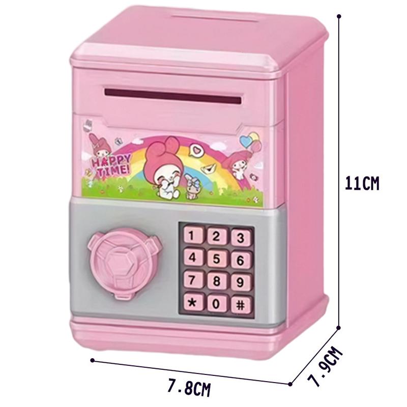 Automatic Mini Safe Coins Cash Saving Money Box Password Counter Code Key Lock Coin Bank Atm Child