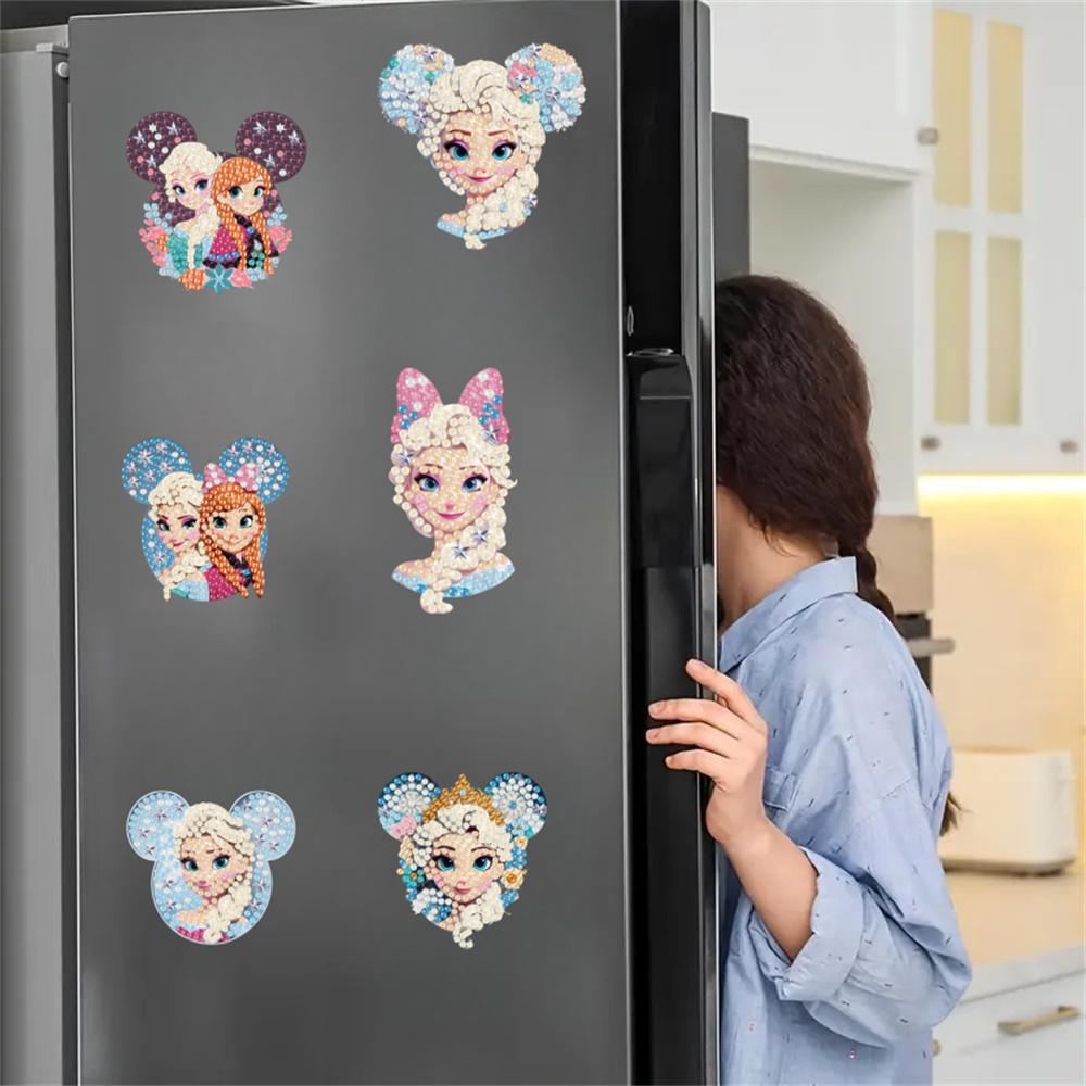 6Pcs Ice and Snow World Series Diamond Art Fridge Magnet Diamond Painting Refrigerator Magnet DIY Fridge Stickers for Fridge Whiteboards