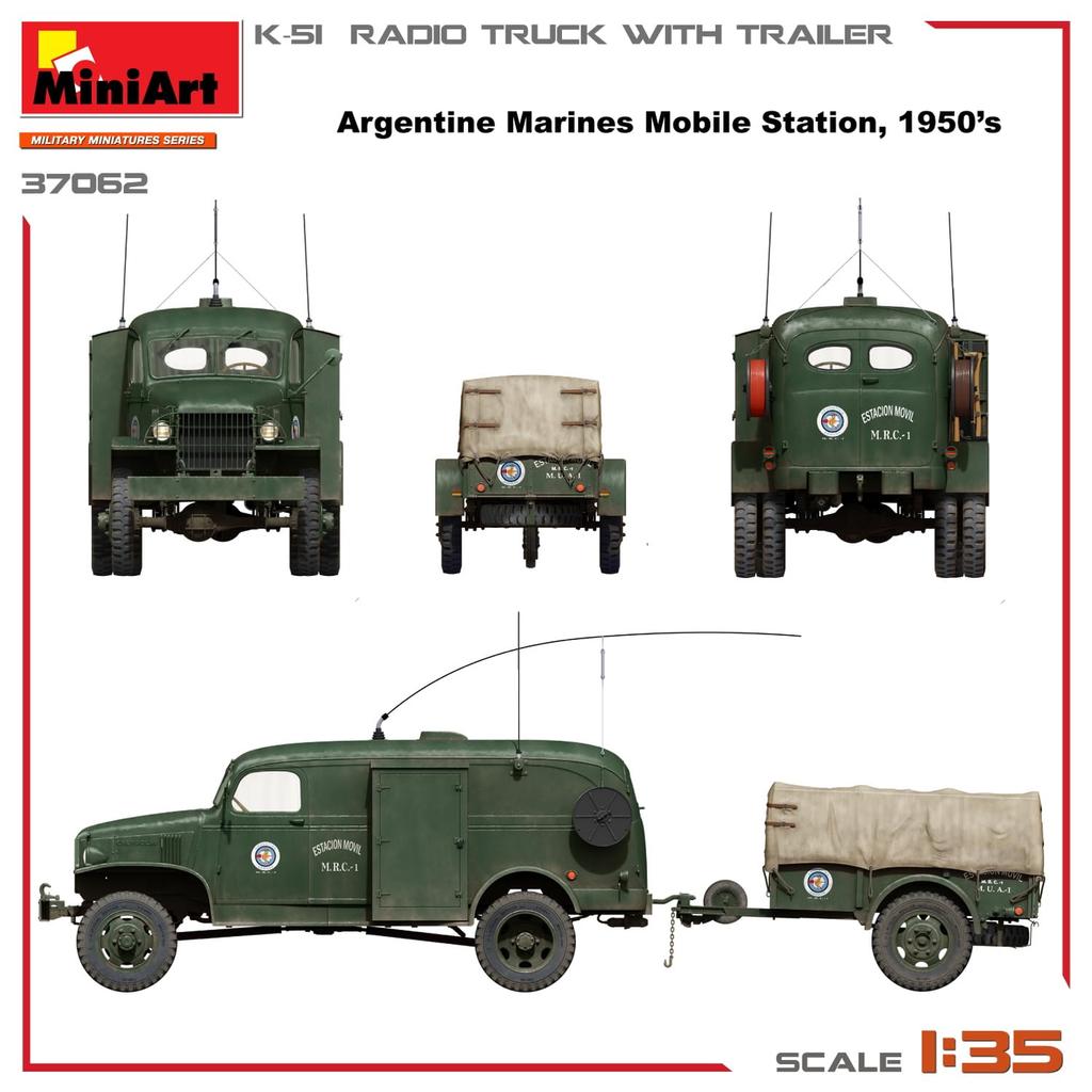 Miniart Communication Truck with Trailer Plastic Model MA37062 1/35 K-51