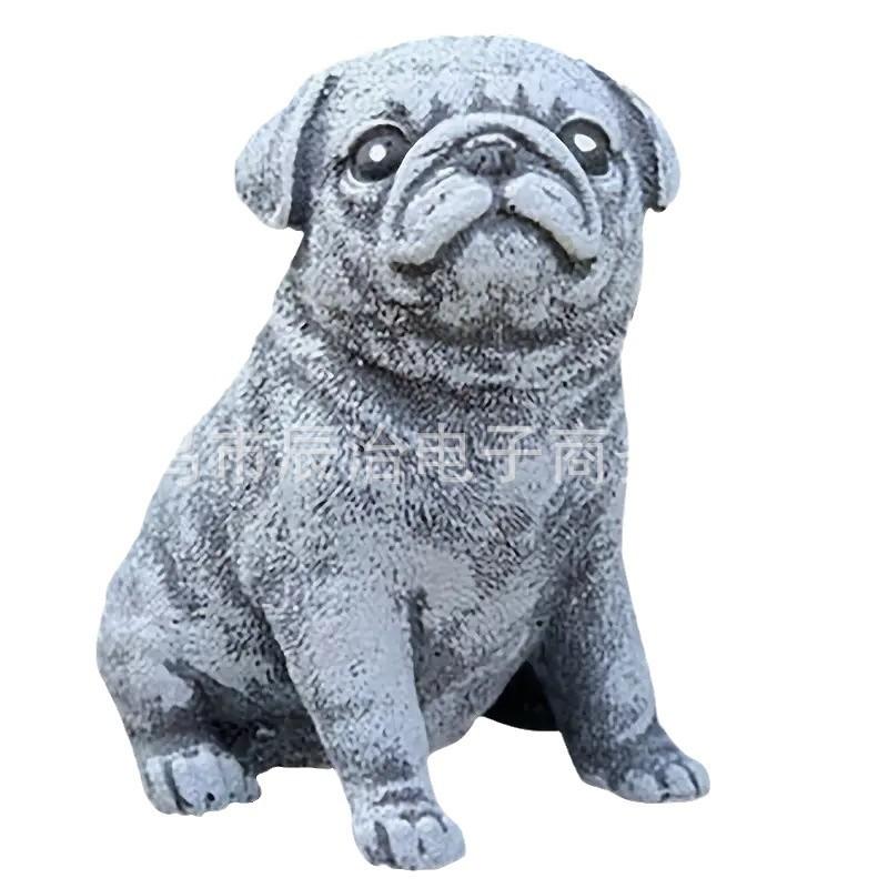 Simulationsharz Welpe Bulldogge Skulptur Ornament Außenbereich Garten Gartendekoration Tier Harz Handwerkskunst Ornament