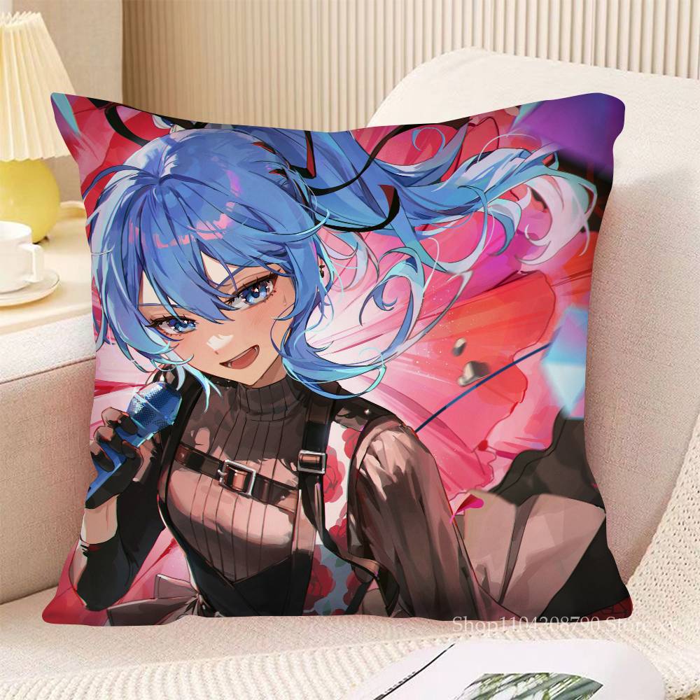 Anime Virtual Girl Hoshimachi Suisei Pillow Case Fashion Square Pillowcase Bedroom Sofa Room Ins Decoration Leisure