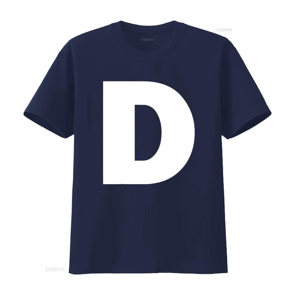 Letter D Capital Alphabet Monogram Initial T Shirt Vintage Washed Stylish Casual Soft Streetwear Slightly Breathable