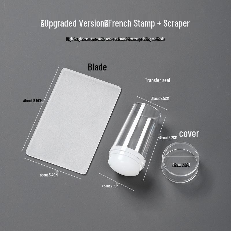 

Двусторонний силиконовый штамп для нейл-арта с французскими кончиками, прозрачная головка, шаблон стальной пластины и скребок для переноса