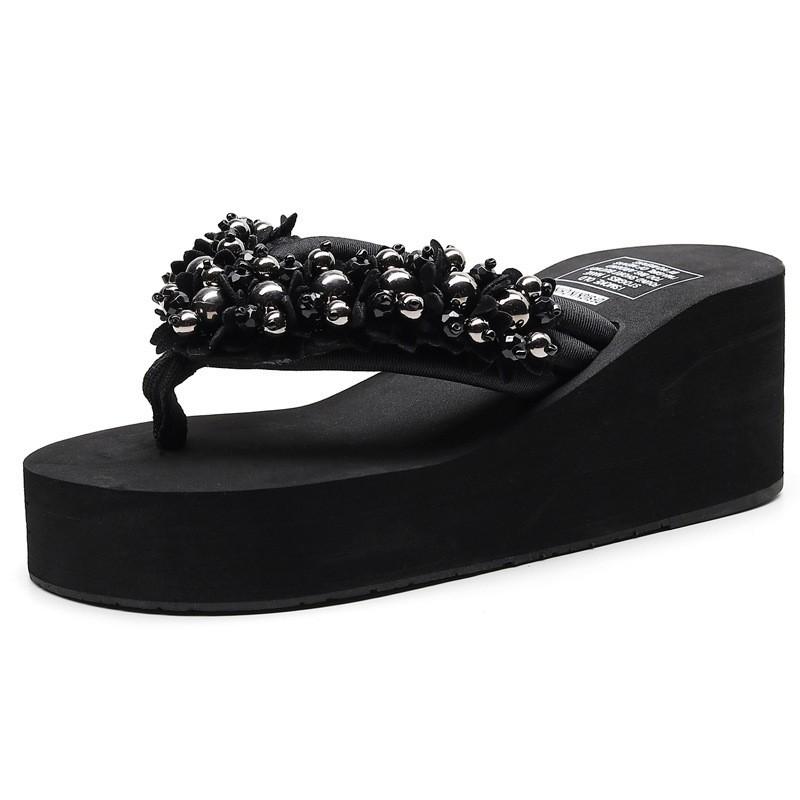 Fashion Comemore Wedge Flip Flops Women 2025 Summer Black Thick Bottom Platform Sandals Slides Woman Plus Size 42 Casual Beach Slippers