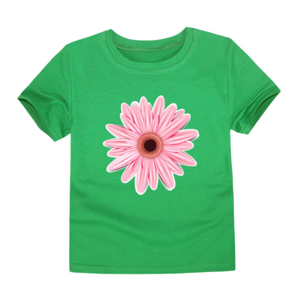 Simple Flowers girls' T-shirt with 3D printed letters, children's short sleeved