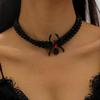 Gothic Punk Rhinestone Spider Jewelry Set for Halloween (Necklace, Bracelet, Ring) Unisex