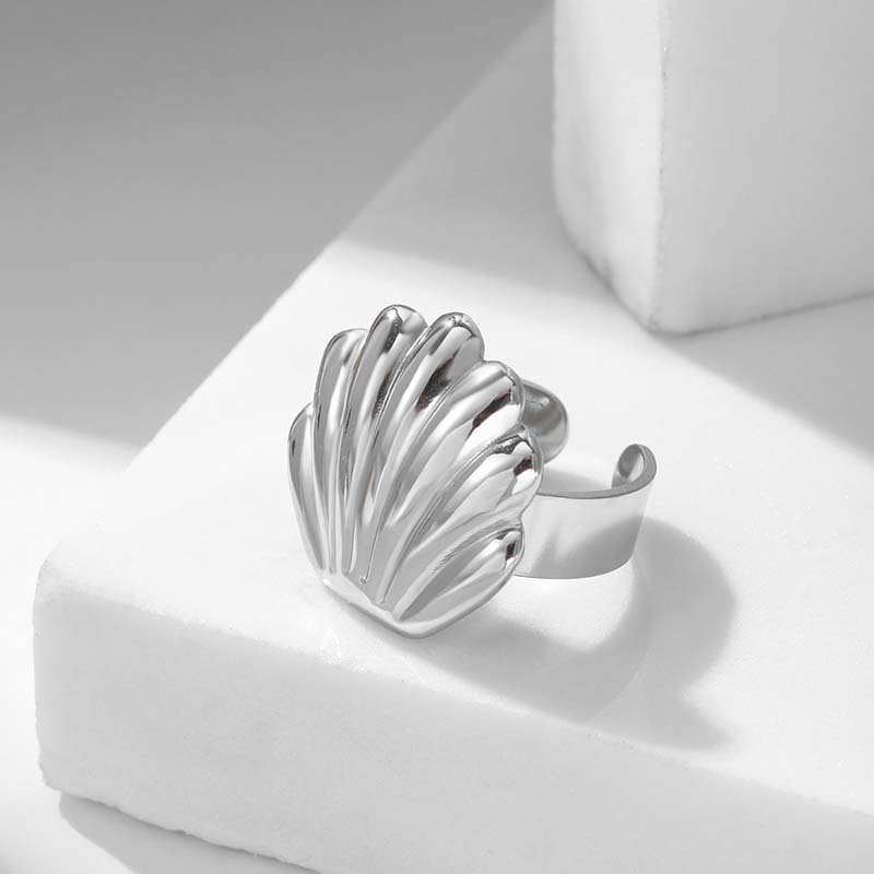 Stainless Steel Metal Shell Open Rings For Women Men Vintage Gold Starfish Adjustable Ring Beach Party Jewelry Gift