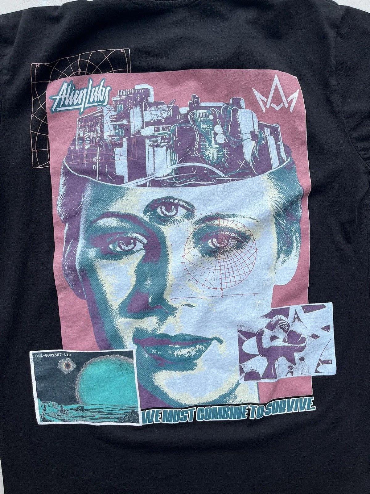 Men s AlienLabs T-Shirt Black Third Eye Combine S Streetwear ET City Skateboard 4XL