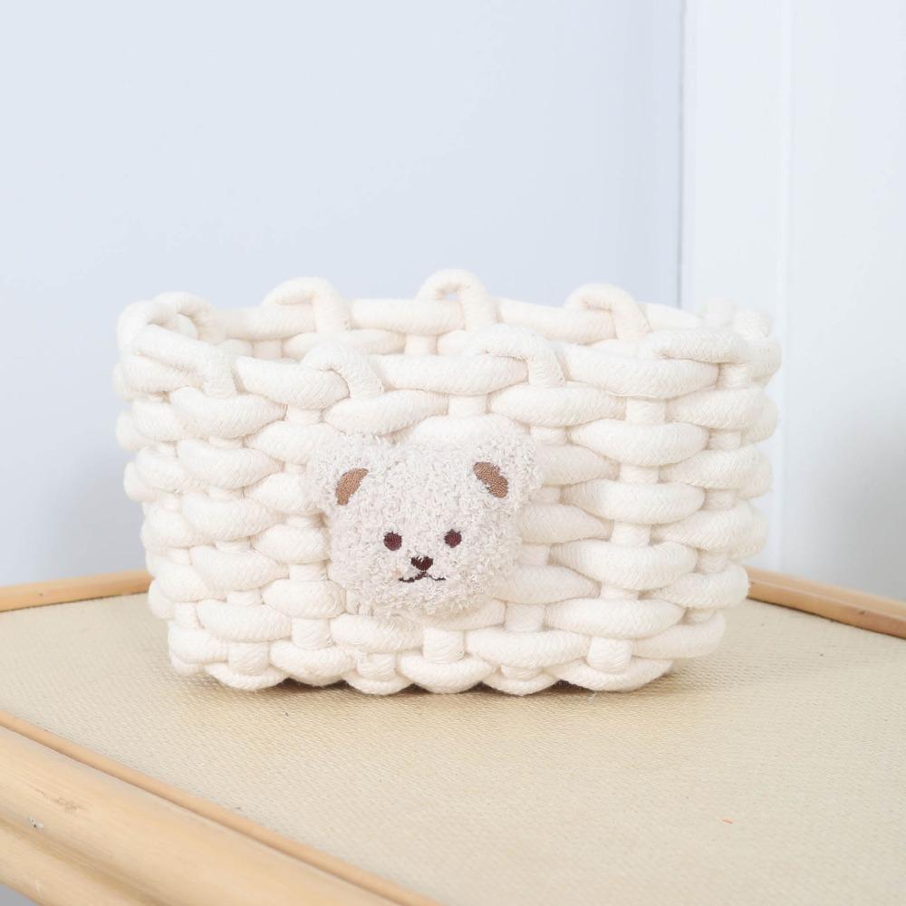 Handmade Storage Baskets Cartoon Animals Cotton Rope Woven Cosmetics Box Little Bear Sundries Organizer Cosmetic Storage