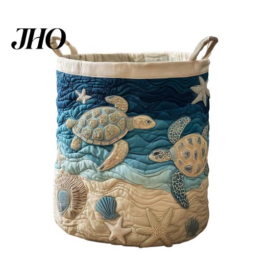 Laundry Basket for Bedroom Quilted Foldable Boho Fabric Hamper Cute Cat Storage Clothes Toys Blankets Nursery Bathroom