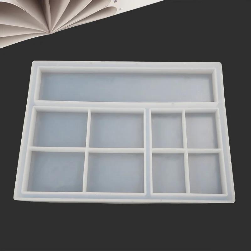 DIY Crystal Epoxy Tray Mold Classification Storage Box Tray Desktop Jewelry Tray Set Table Resin Silicone Mold