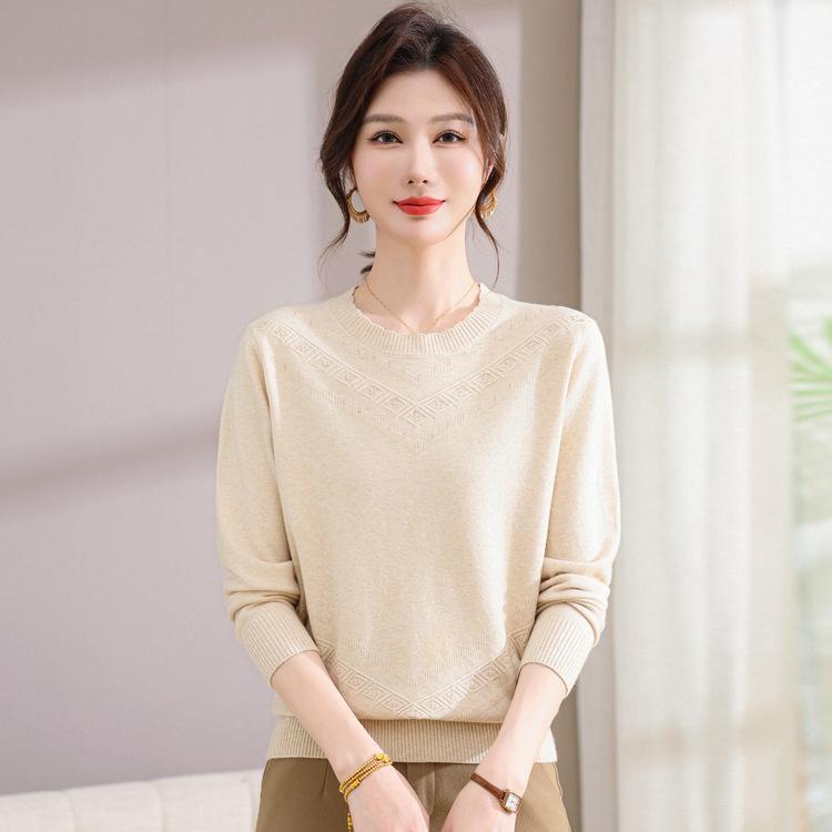 Locker Lässig Mode Rundhals Vielseitiges Unterteil T-Shirt Damenoberteil Herbstkleidung