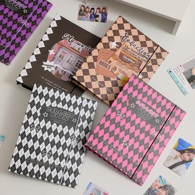 A5 Kpop Photocard Binder Collect Book Ins Checkboard Idol Photo Album Cards Holder Kawaii Composition Stationery Book