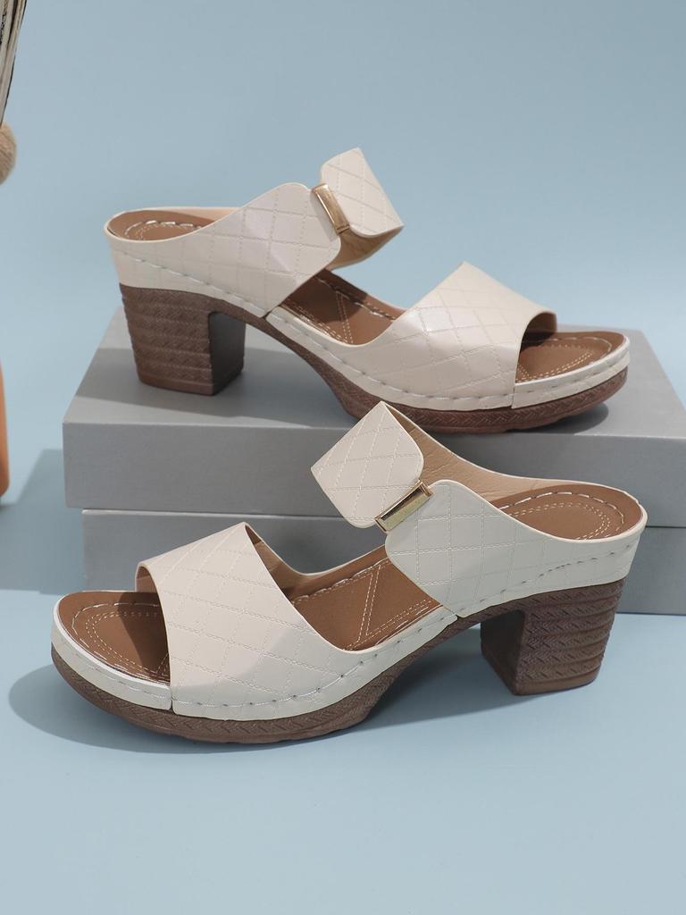 2024 Women's Plus Size Chunky Heel Peep Toe Sandals & Slippers: Summer One-Strap New Style