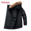 YAYA Unisex Winter Hooded Down Jacket with Faux Fur Collar