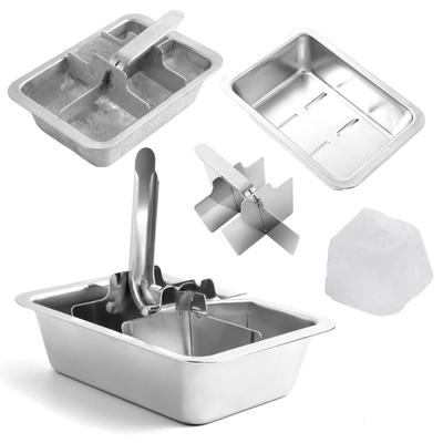 Stainless Steel Ice Cube Tray with Lever Handle Large Cubes Mold Whiskey