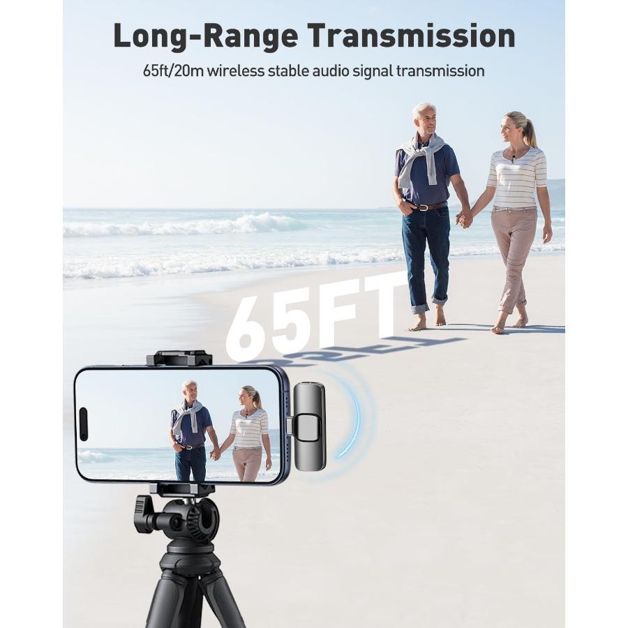 Mini Wireless Lavalier Microphone for Android Lapel Lav Mic with Noise Reduction For Vlog YouTube TikTok Audio Video Recording