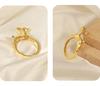 Trendy Open Hip Hop Little Deer Copper Ring, Cute Gold-Plated Animal Design for Couples