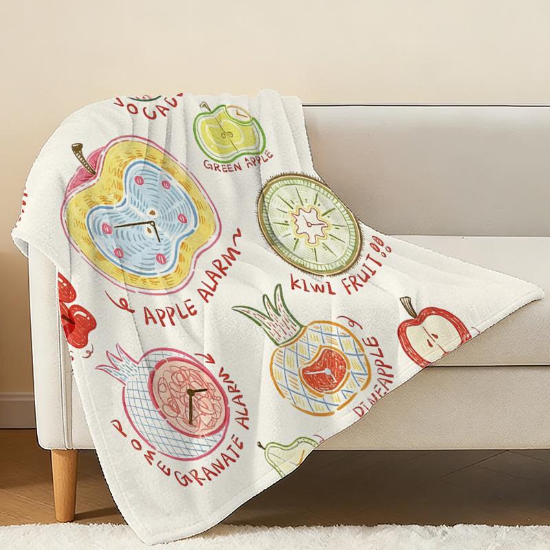 Fruit-Themed Flannel Blanket Super Soft, Cozy & Warm Throw Perfect for Home Napping, Halloween & Christmas