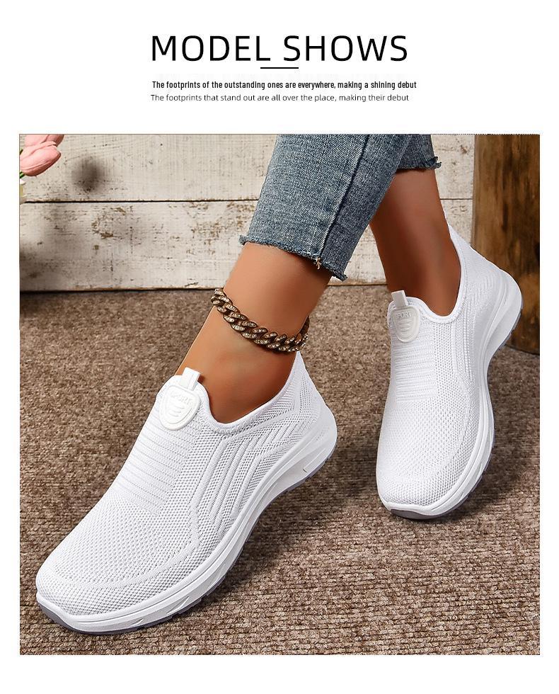 Women's Spring Breathable Plus Size Casual Lightweight Slip-on Loafers with Soft Sole