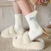 Screw Thread Coral Fleece Socks Thickened Mid Tube Socks Women Kawaii Floor Plush Socks  Female