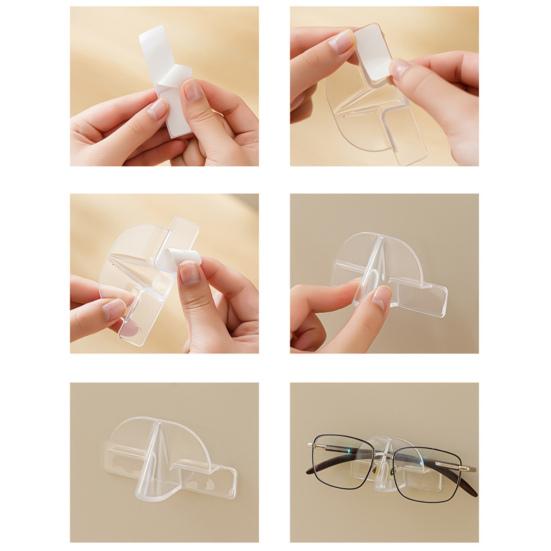 2Pcs Glasses Holder Transparent Wall-Mounted Storage Rack Simple Installation Self-Adhesive Sunglasses Storage Hanger