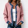 Camicia da donna a blocchi di colore in denim a maniche lunghe con bottoni per autunno inverno