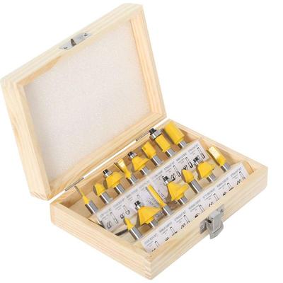 15-teiliges Fräser-Set mit 8 mm und 6,35 mm Schaft, zum Trimmen gerader Fräser für Holz-Bits, Wolframkarbid-Schneiden, Holzbearbeitung