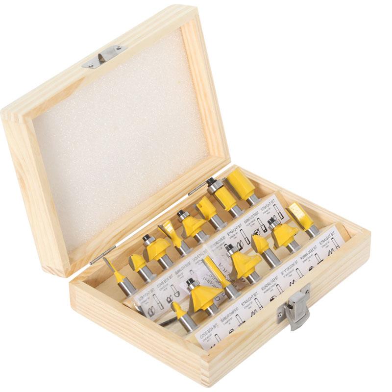 15pcs 8mm 6.35mm shank Router Bit Set Trimming Straight Milling Cutter for Wood Bits Tungsten Carbide Cutting Woodworking