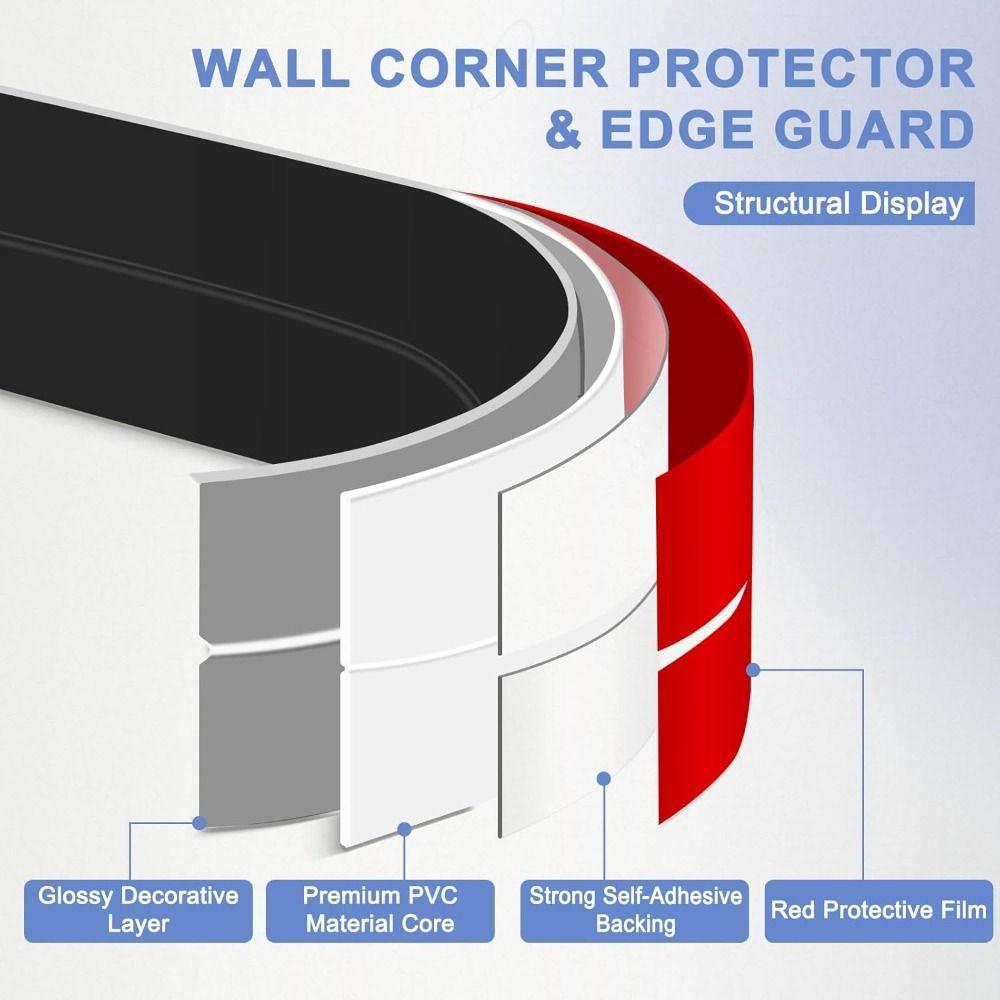 Self Adhesive Wall Corner Protector Flexible Peel and Stick Caulk Strip Free Cut 3m Floor Transition Strip Countertop