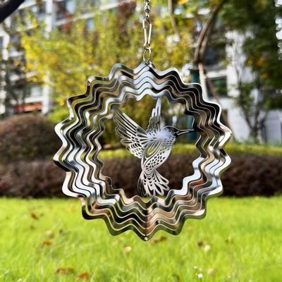 3D Flowing Wind Spinner Stainless 10 Styles Yard Garden Mirror Rainbow 10/15cm Mirrored Wind Chimes Sculptures