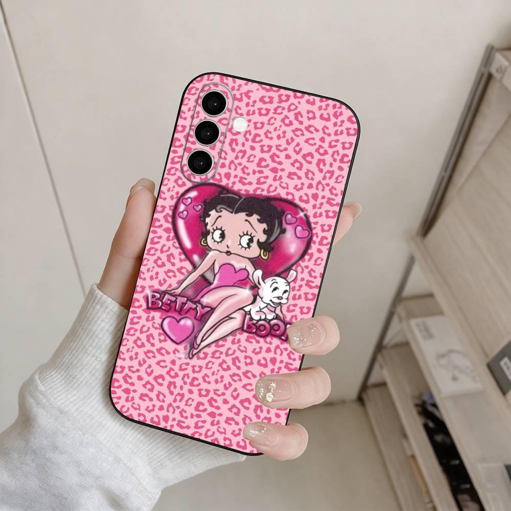 B-Betty Cute B-Boop Phone Case For Samsung Galaxy A73,A72,A71,A70,A53,A52,A51,Others Soft Black Cover