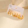 3pcs C-shaped Hoop Earrings for Women,Gold Plated Stainless Steel Earrings,High Polish Geometric Jewelry Gifts