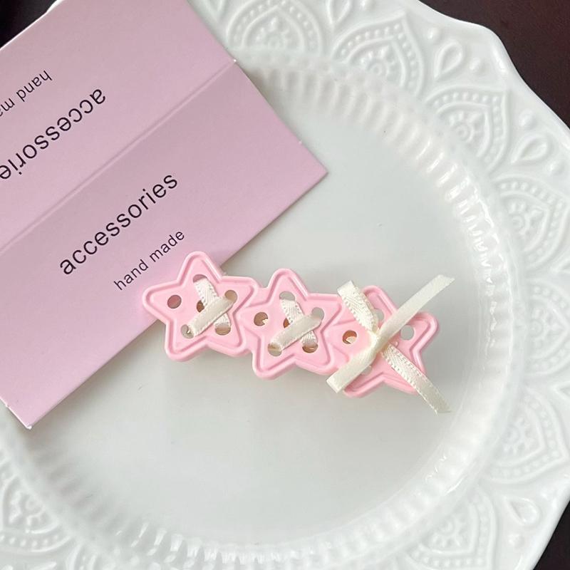 Star Bow Hair Clips Pins For Girls Acrylic Star Bb Clips Side Hair Grip Barrettes Hair Accessories