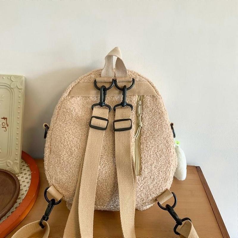 Women Plush Shoulder Bag Girls Cute Animal Crossbody Bag Lovely Cartoon Shopping Bags Japanese Style Bear Backpack Khaki