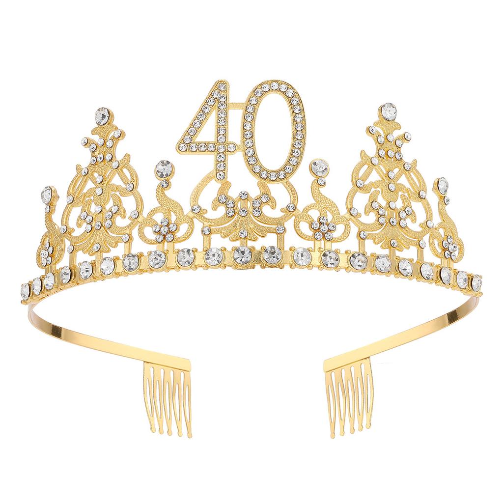 Fashion Alloy Digital Crown With Diamond Tiara 18Th Birthday Party Pearl Alloy Headband