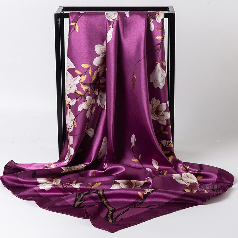 Chinese Style 90 * 90Cm Large Square Scarf Simulation Silk Scarf Scarf Shawl