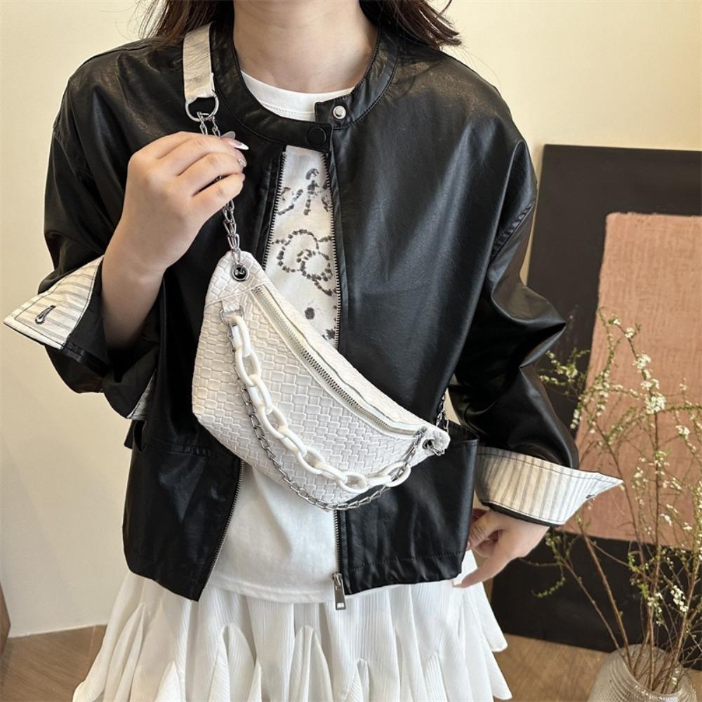 

Crossbody Bag Chest Bag Solid Color Crossbody Waist Pack Simple Leather Fanny Packs Street чорний