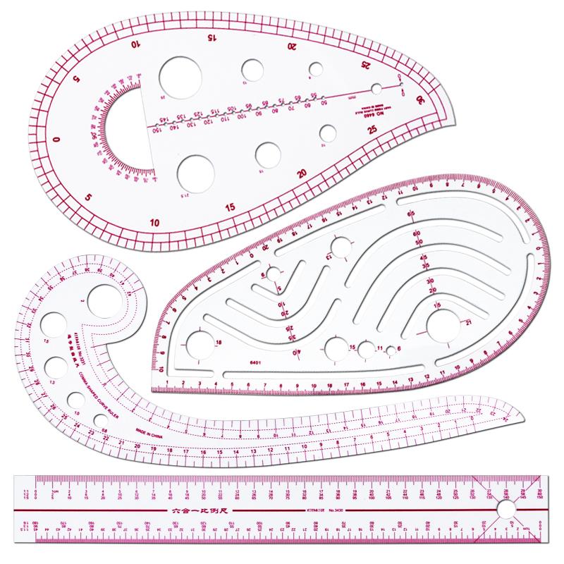 4pcs Set Tailor Measuring Ruler Kit DIY Tailor Patterns Sewing Drawing Quilting Tools Clothing Patchwork Cutting Curve Craft