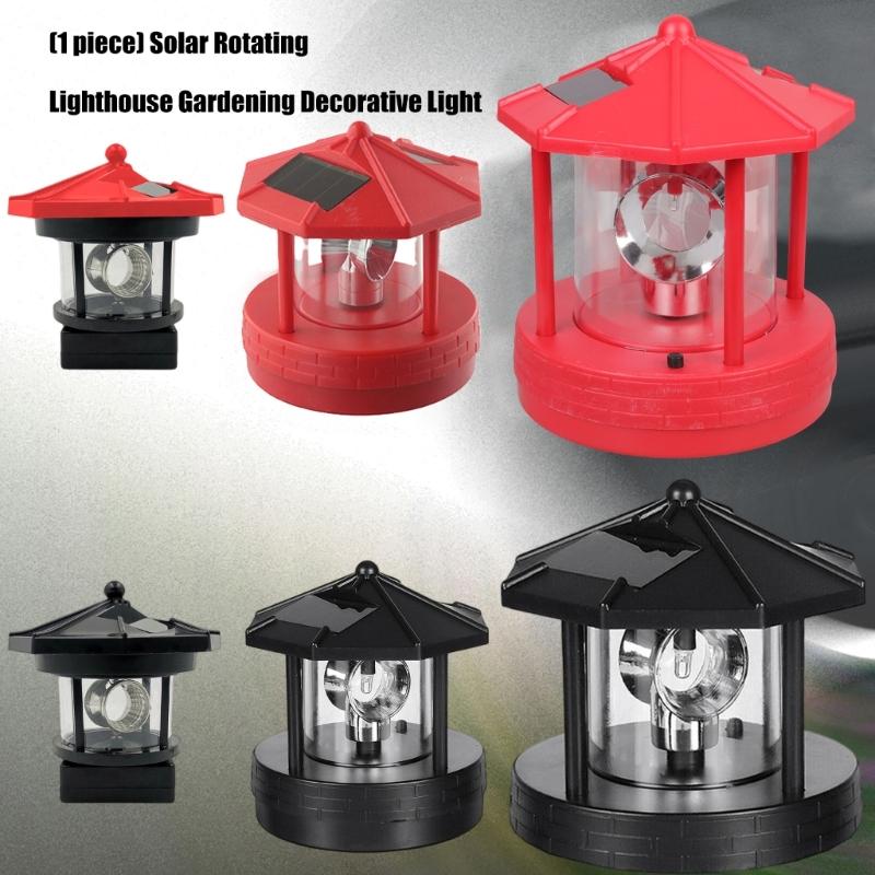 Automatic Solar Lighthouse Garden Light 360 Degree Rotating Lamp Plastic Outdoor Yard Decoration Easy Installation
