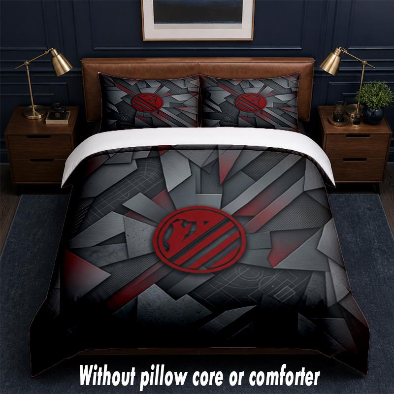 Set Biancheria da Letto Design Atletico Madrid 1 Copripiumino + 2 Federe Morbido Traspirante Biancheria da Letto per la Casa