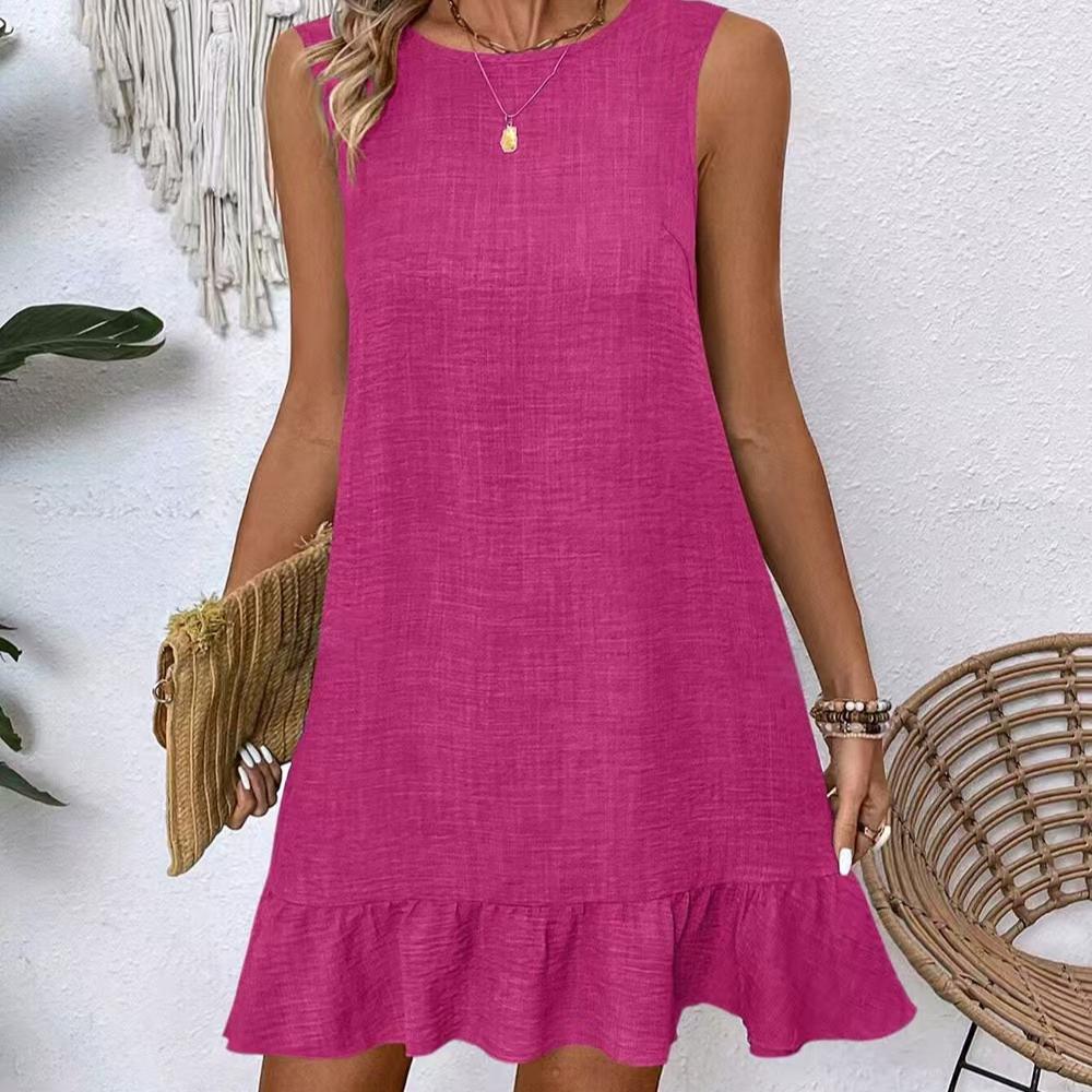 

Весна и лето, новая юбка на шнуровке с оборками по краю, повседневное платье без рукавов для женщин M красный