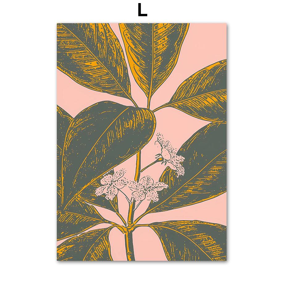 Boho Abstract Girl Sea Beach Leaf Illustration Wall Art Canvas Painting Nordic Poster And Prints Pictures For Living Room Decor