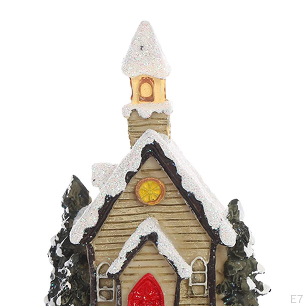 House Decoration LED Lights Christmas Town Scene Desktop Ornaments Figurines Buildings Battery