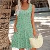 Women's Summer Floral High Waist Bohemian Dress Casual Hawaiian Flowing V Neck Holiday Dress